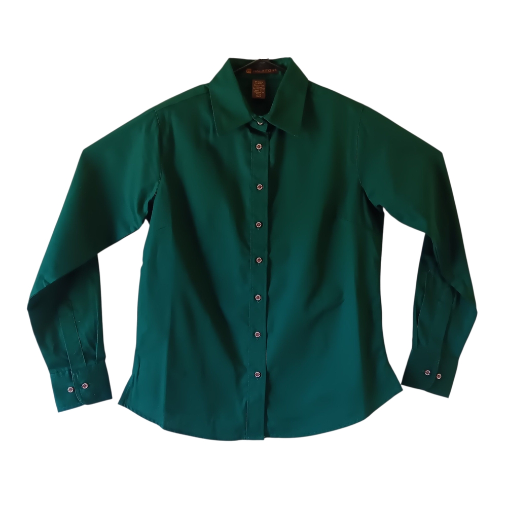 Harrison girls hunter green long-sleeve button down shirt size S